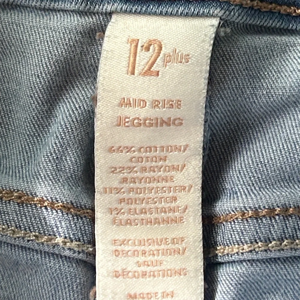 JUSTICE Distressed Mid-Rise Denim Jeans 12 PLUS Casual Stretchy Jeggings